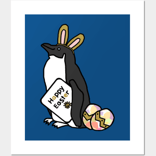 Happy Easter Bunny Ears on Penguin Posters and Art